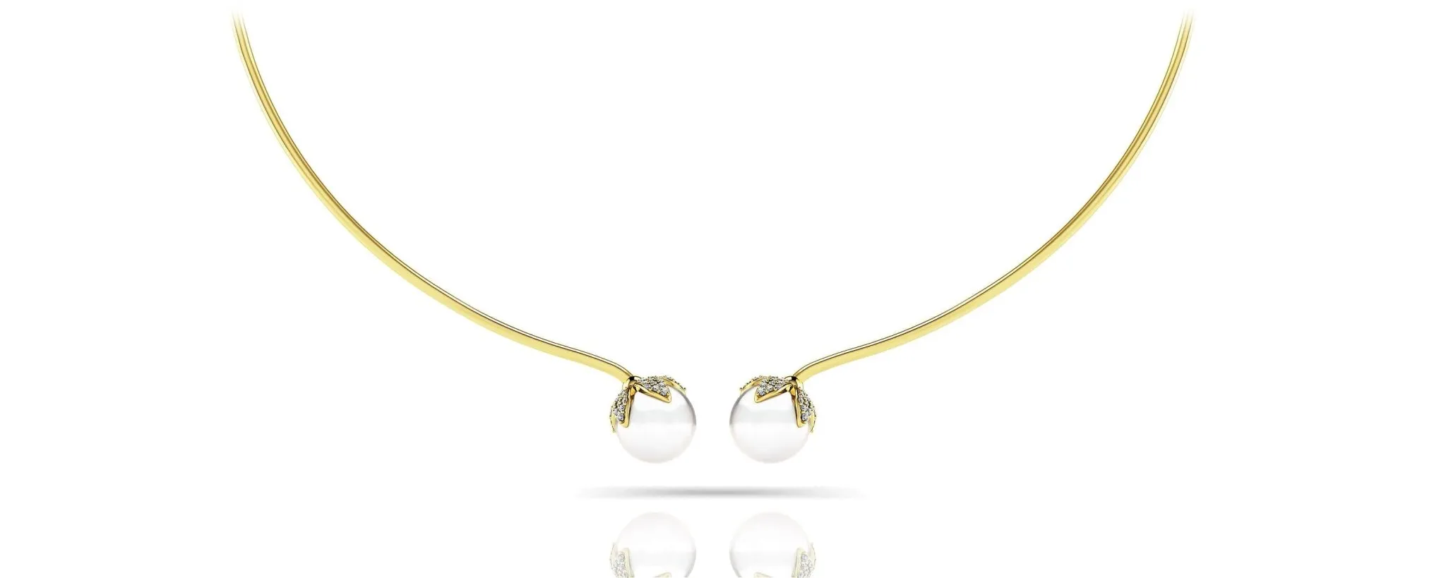Double White Pearl Flexible Diamond Necklace with 0.51 ct.(finished) 1mm, 1.2mm
