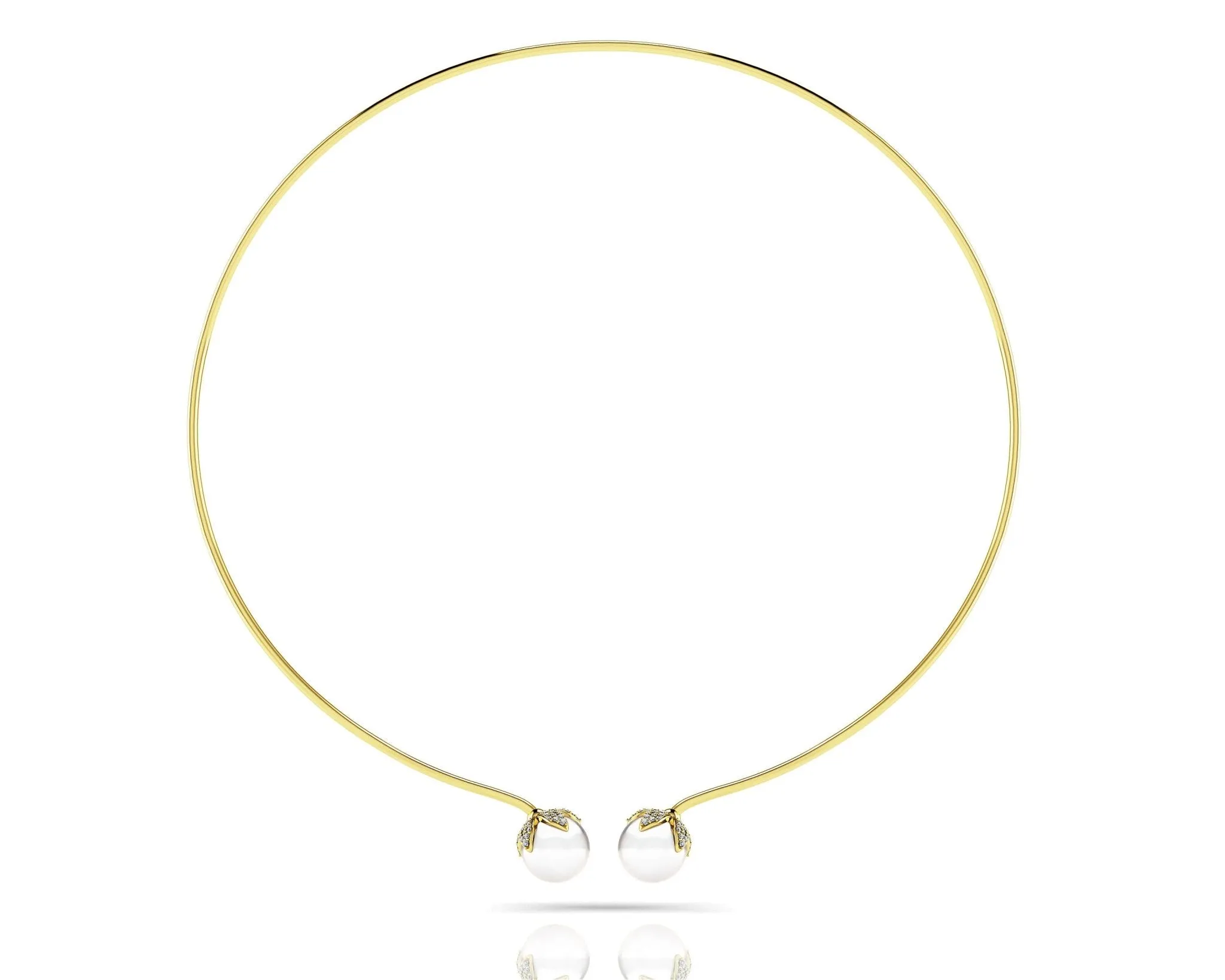 Double White Pearl Flexible Diamond Necklace with 0.51 ct.(finished) 1mm, 1.2mm