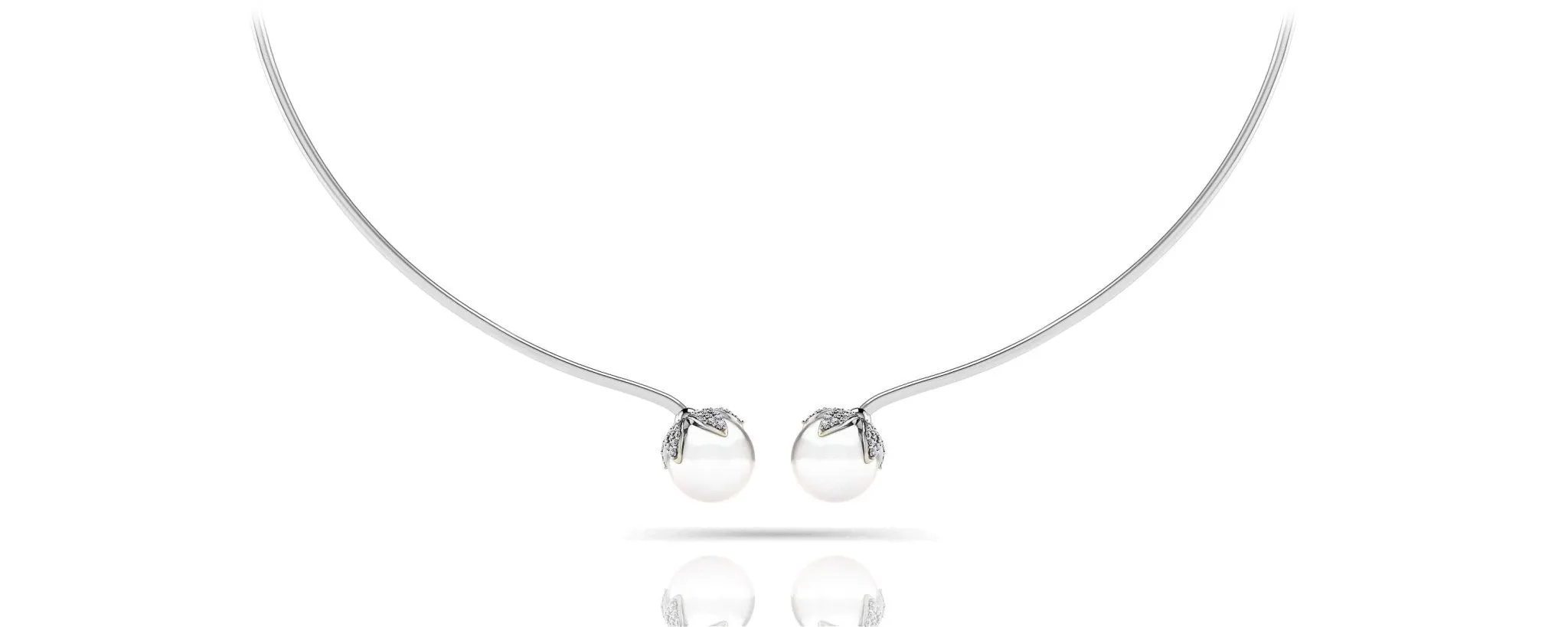 Double White Pearl Flexible Diamond Necklace with 0.51 ct.(finished) 1mm, 1.2mm