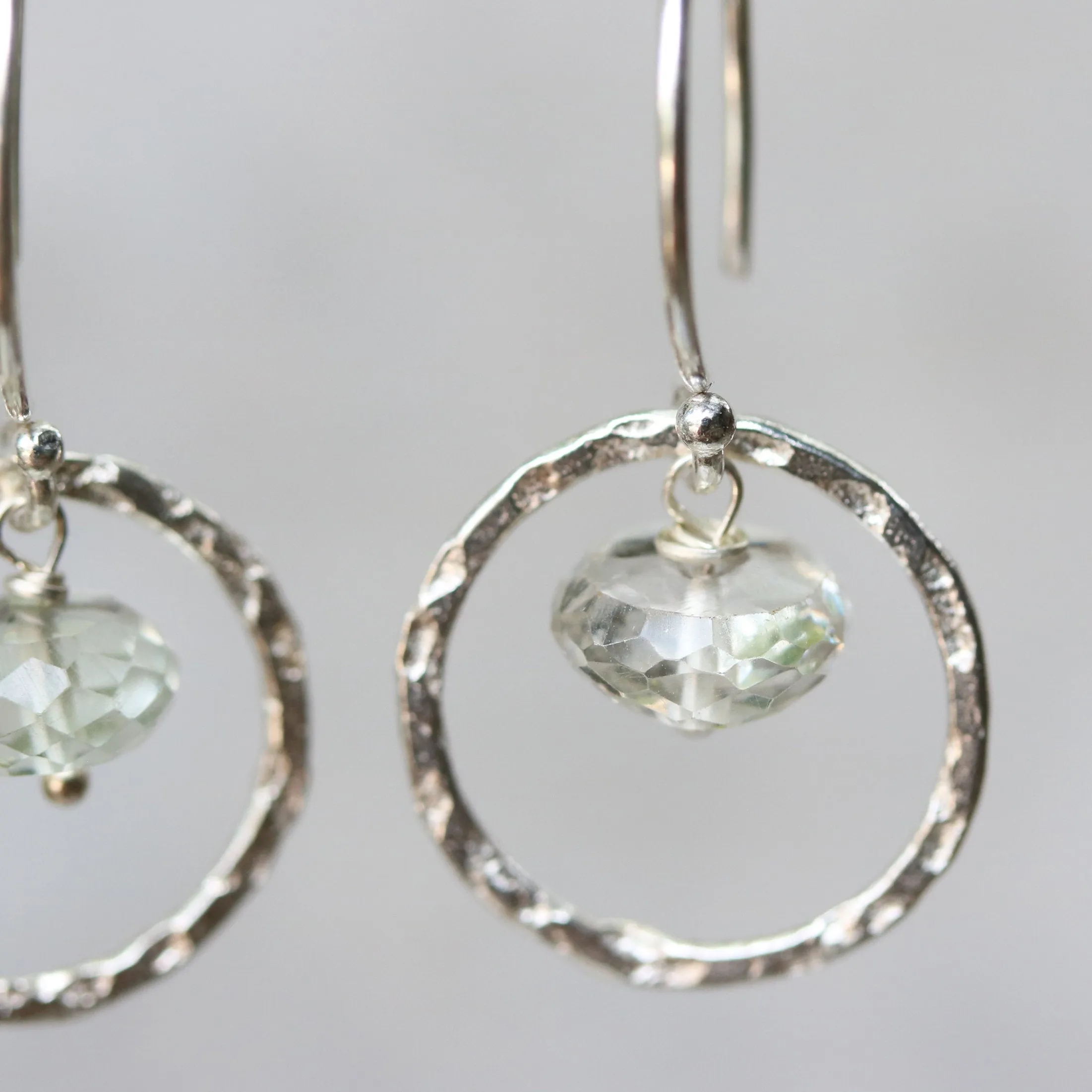 drop earring, dangle earring, hoop earrings, gemstone earrings, amethyst earrings, green amethyst, birthstone earrings, silver earrings,