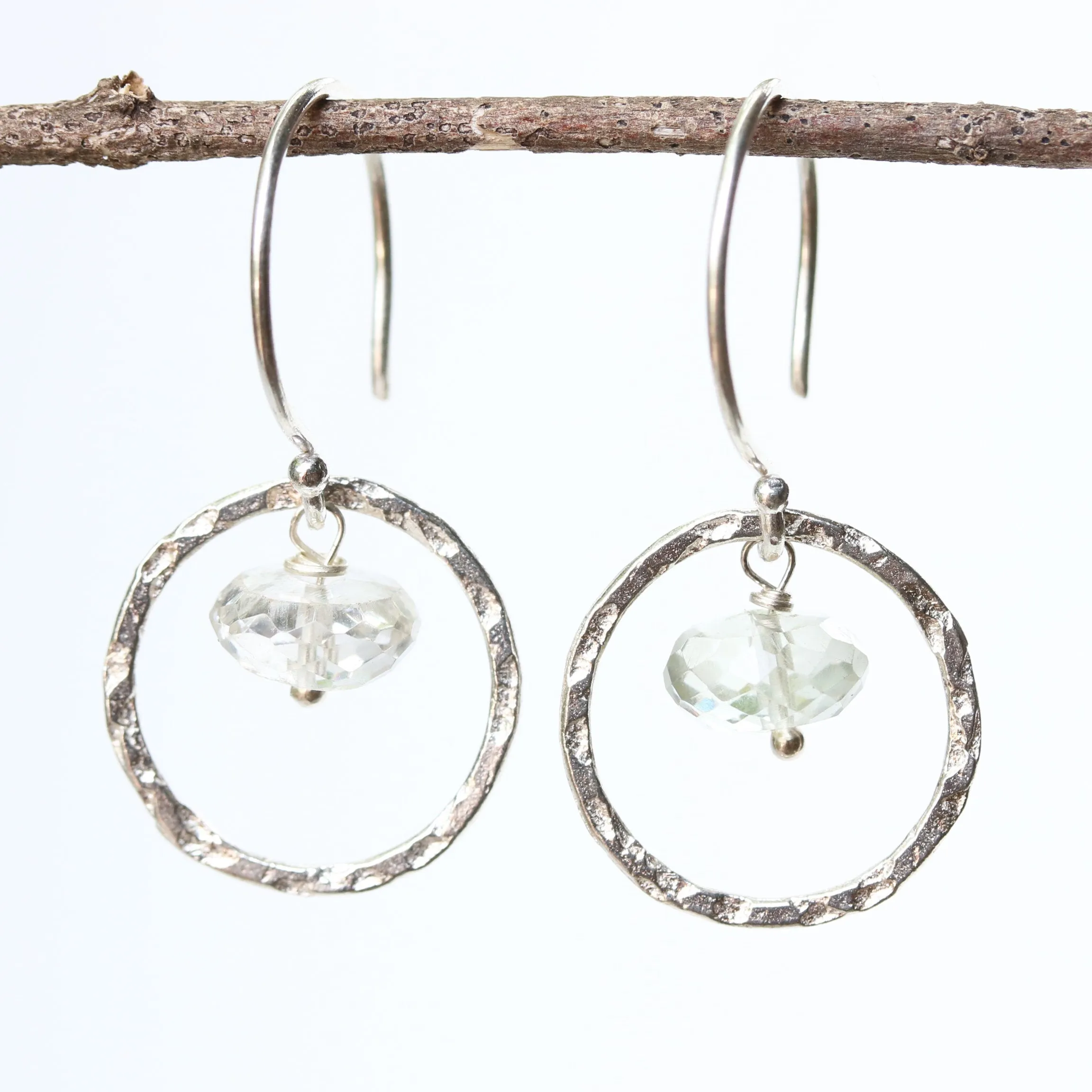 drop earring, dangle earring, hoop earrings, gemstone earrings, amethyst earrings, green amethyst, birthstone earrings, silver earrings,