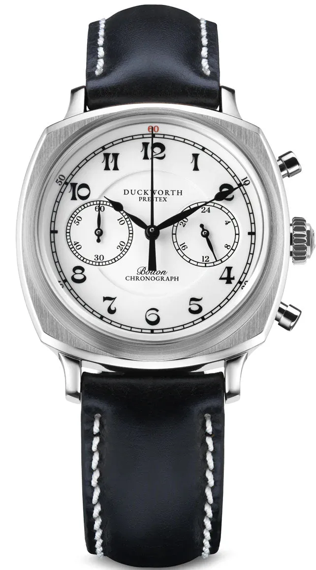 Duckworth Prestex Bolton Chronograph White Black Leather Watch