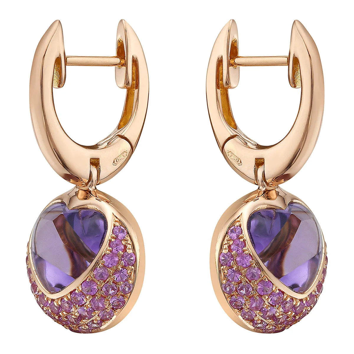 EARRING 18KR-6.39G 78PS-0.90CT 2AME-3.67CT AMETHYST & PINK SAPP
