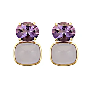 Earrings-Amethyst and Chalcedony