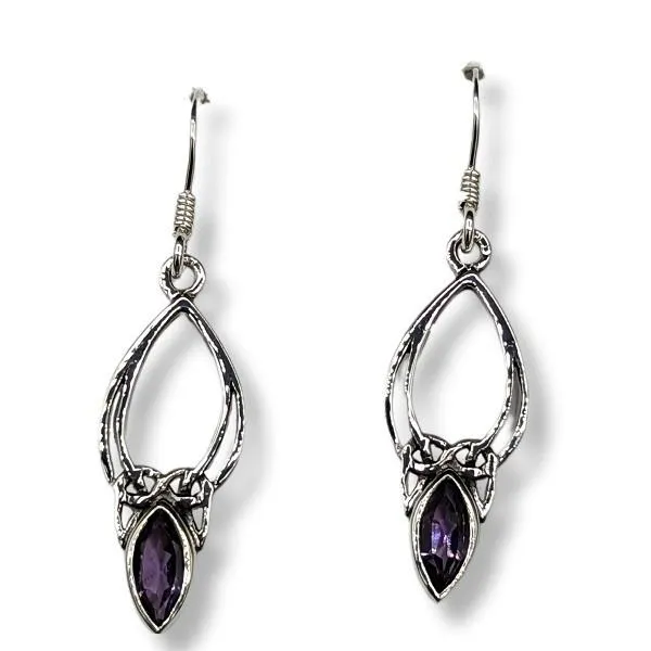 Earrings Amethyst Celtic Sterling Silver