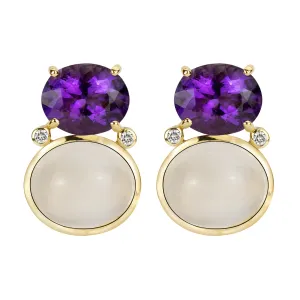 Earrings - Amethyst, Moonstone And Diamond