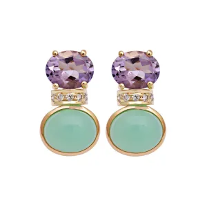 Earrings-Chrysoprase, Amethyst and Diamond