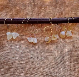 Earrings - Genuine Raw Crystal Hoops