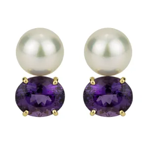 Earrings - Pearl And Amethyst