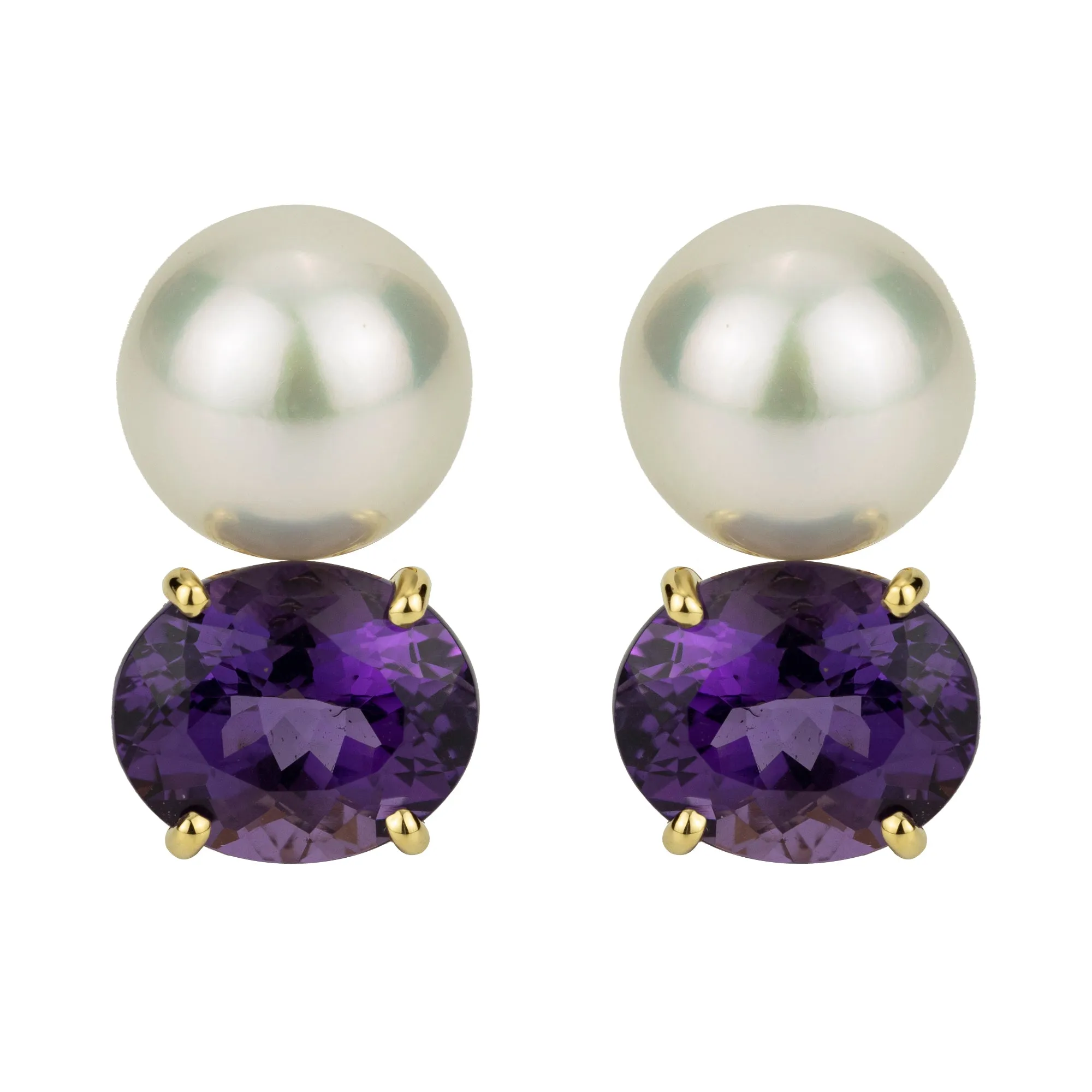 Earrings - Pearl And Amethyst
