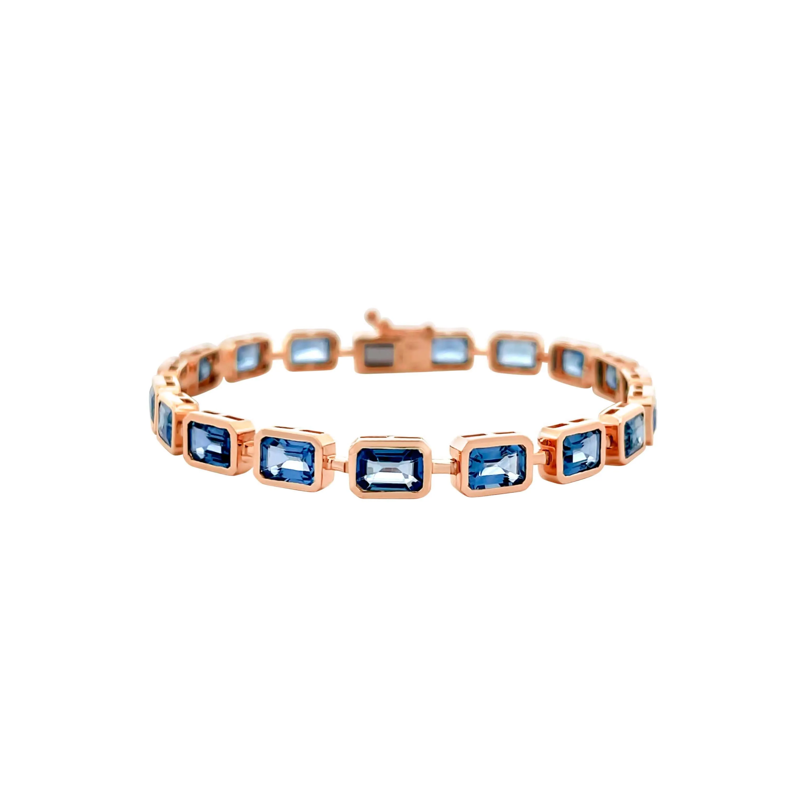 East West Blue Sapphire Bezel Eternity Bracelet