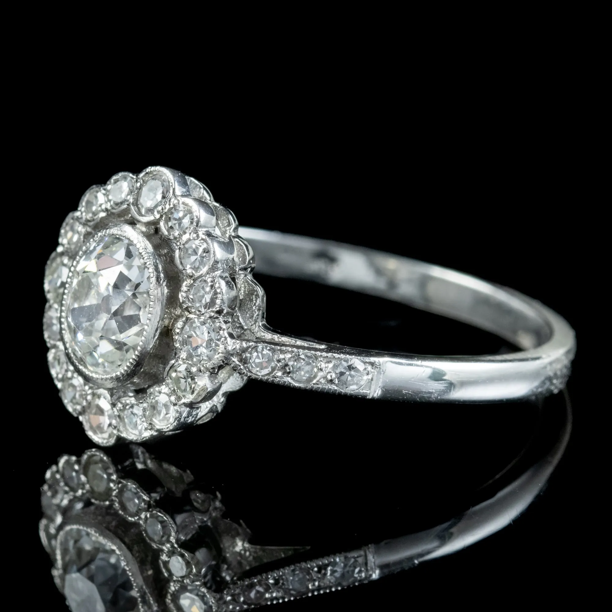Edwardian Style Diamond Cluster Ring 1.80ct Of Diamond