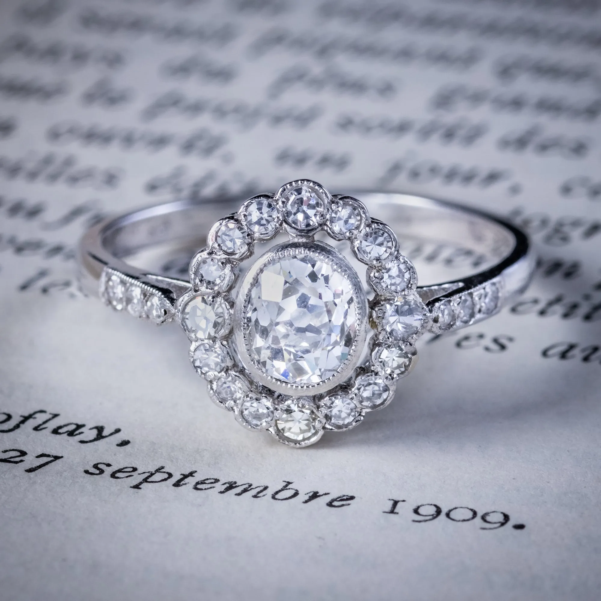 Edwardian Style Diamond Cluster Ring 1.80ct Of Diamond