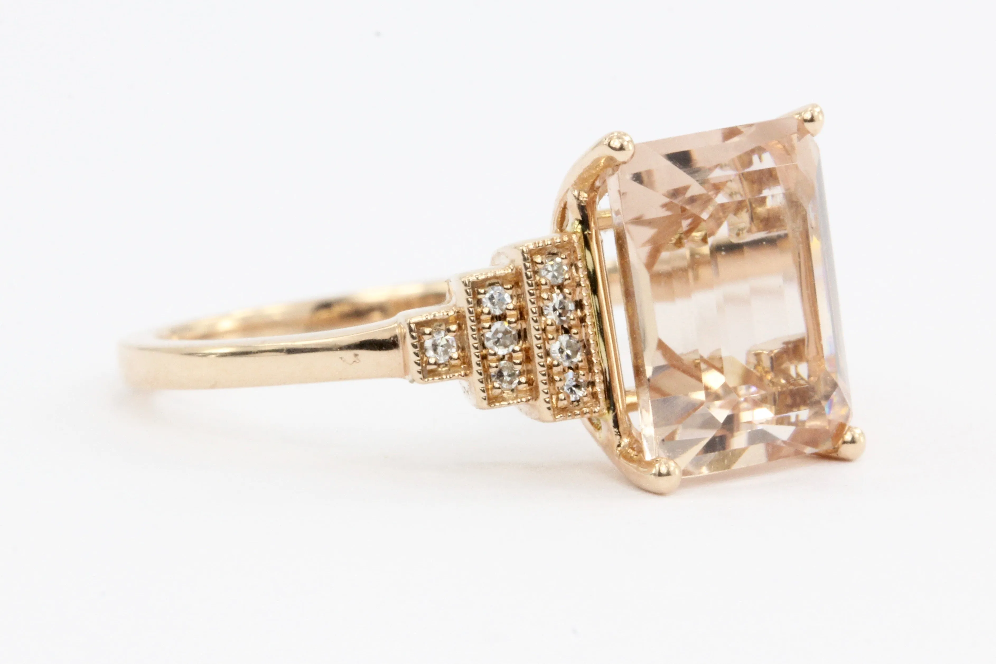 Effy 14K Rose Gold Morganite & Blush Diamond Ring
