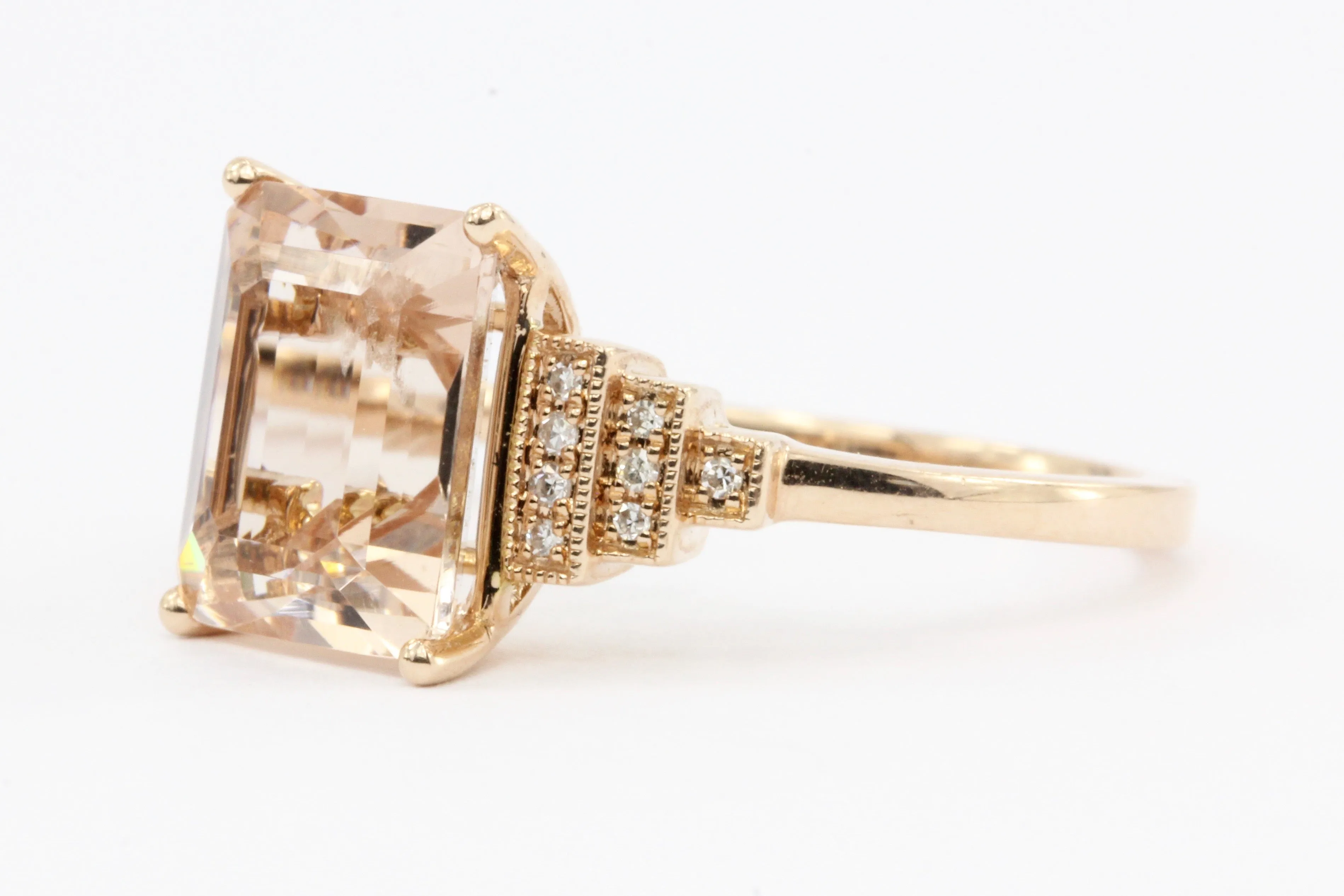 Effy 14K Rose Gold Morganite & Blush Diamond Ring