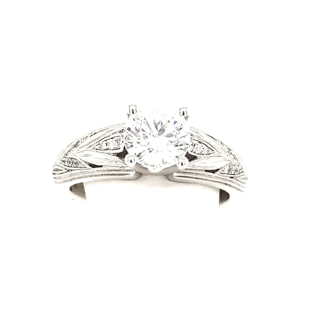 Elegant Diamond Leaf design Engagement ring