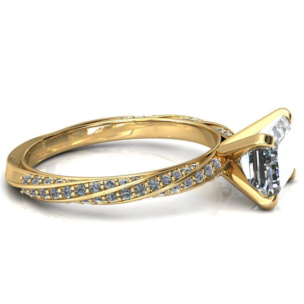 Elysia Emerald Moissanite East-West 4 Prong 3/4 Eternity Diamond Accent Ring