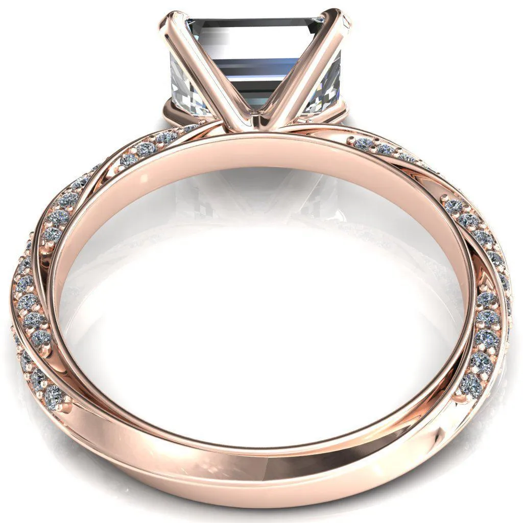 Elysia Emerald Moissanite East-West 4 Prong 3/4 Eternity Diamond Accent Ring