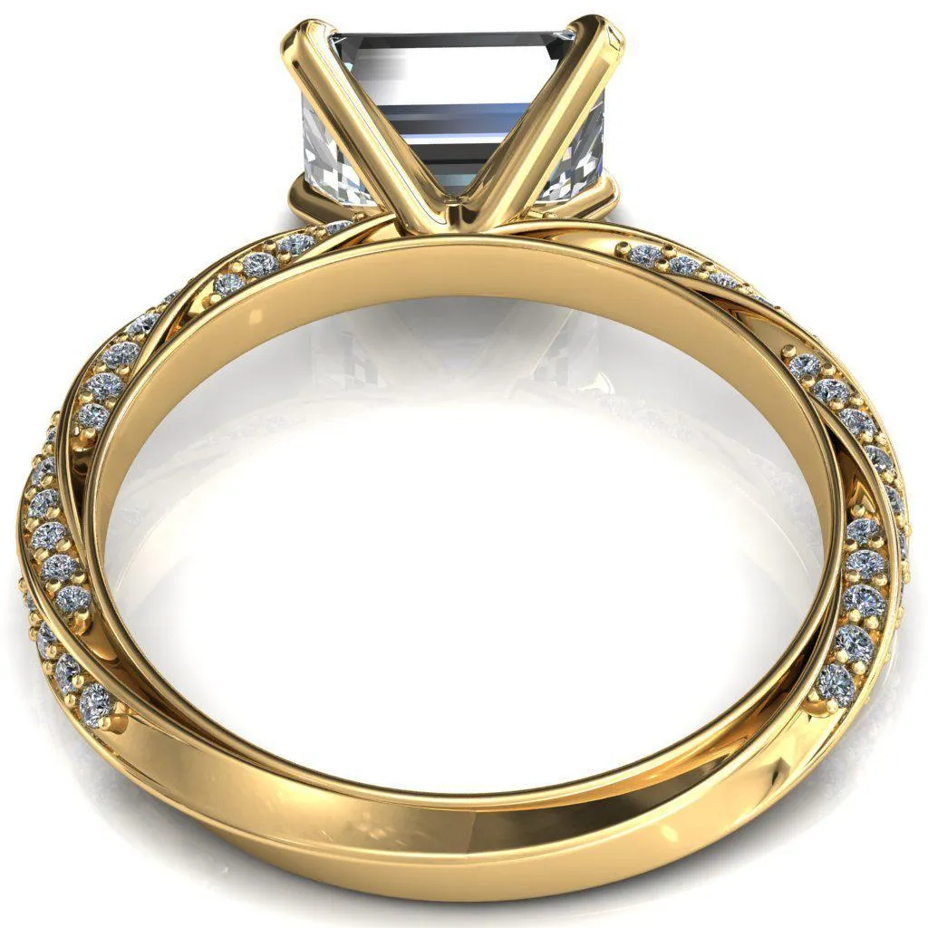 Elysia Emerald Moissanite East-West 4 Prong 3/4 Eternity Diamond Accent Ring