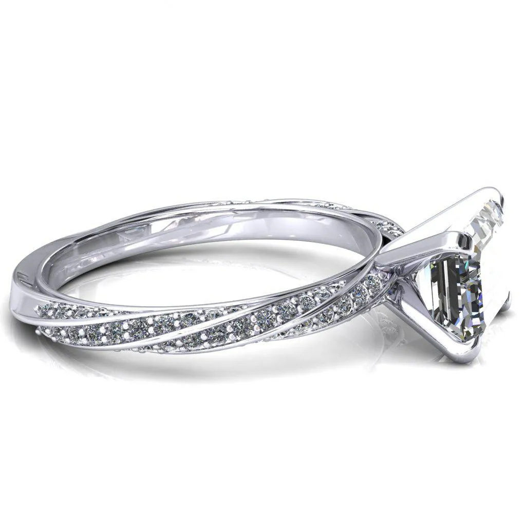 Elysia Emerald Moissanite East-West 4 Prong 3/4 Eternity Diamond Accent Ring