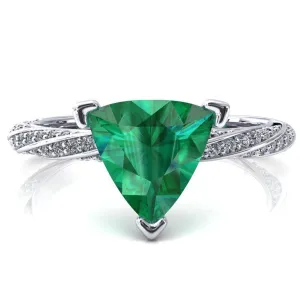 Elysia Trillion Emerald 3 Prong 3/4 Eternity Diamond Accent Ring