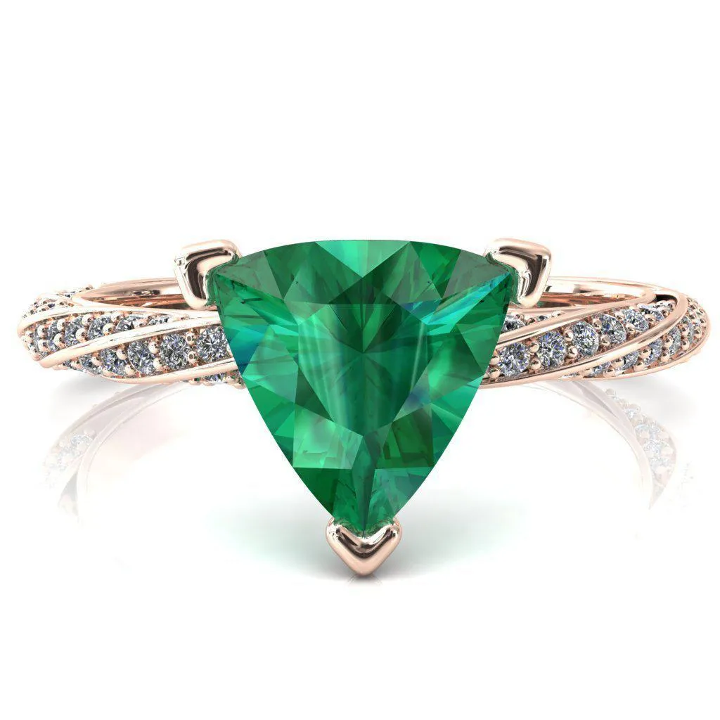 Elysia Trillion Emerald 3 Prong 3/4 Eternity Diamond Accent Ring