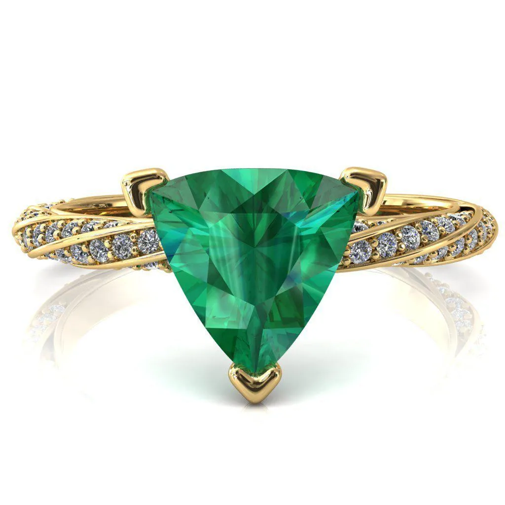 Elysia Trillion Emerald 3 Prong 3/4 Eternity Diamond Accent Ring