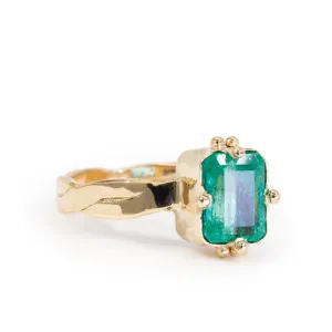 Emerald 2.29 Carats Faceted 14k Handcrafted Gemstone Ring