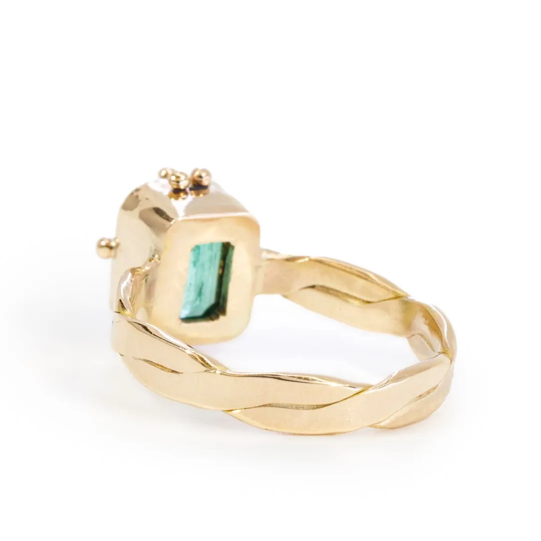 Emerald 2.29 Carats Faceted 14k Handcrafted Gemstone Ring