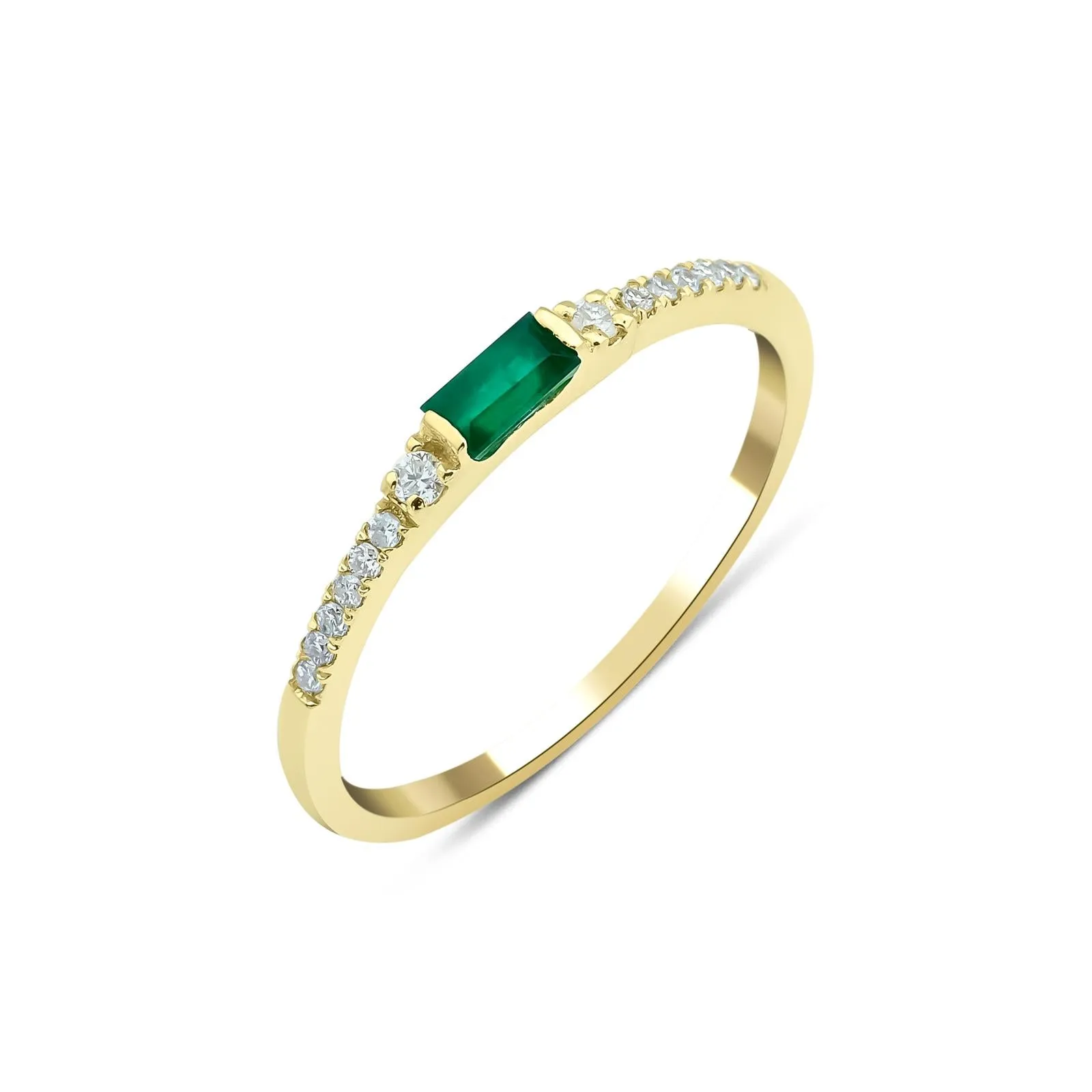 EMERALD & DIAMOND BAGUETTE  RING