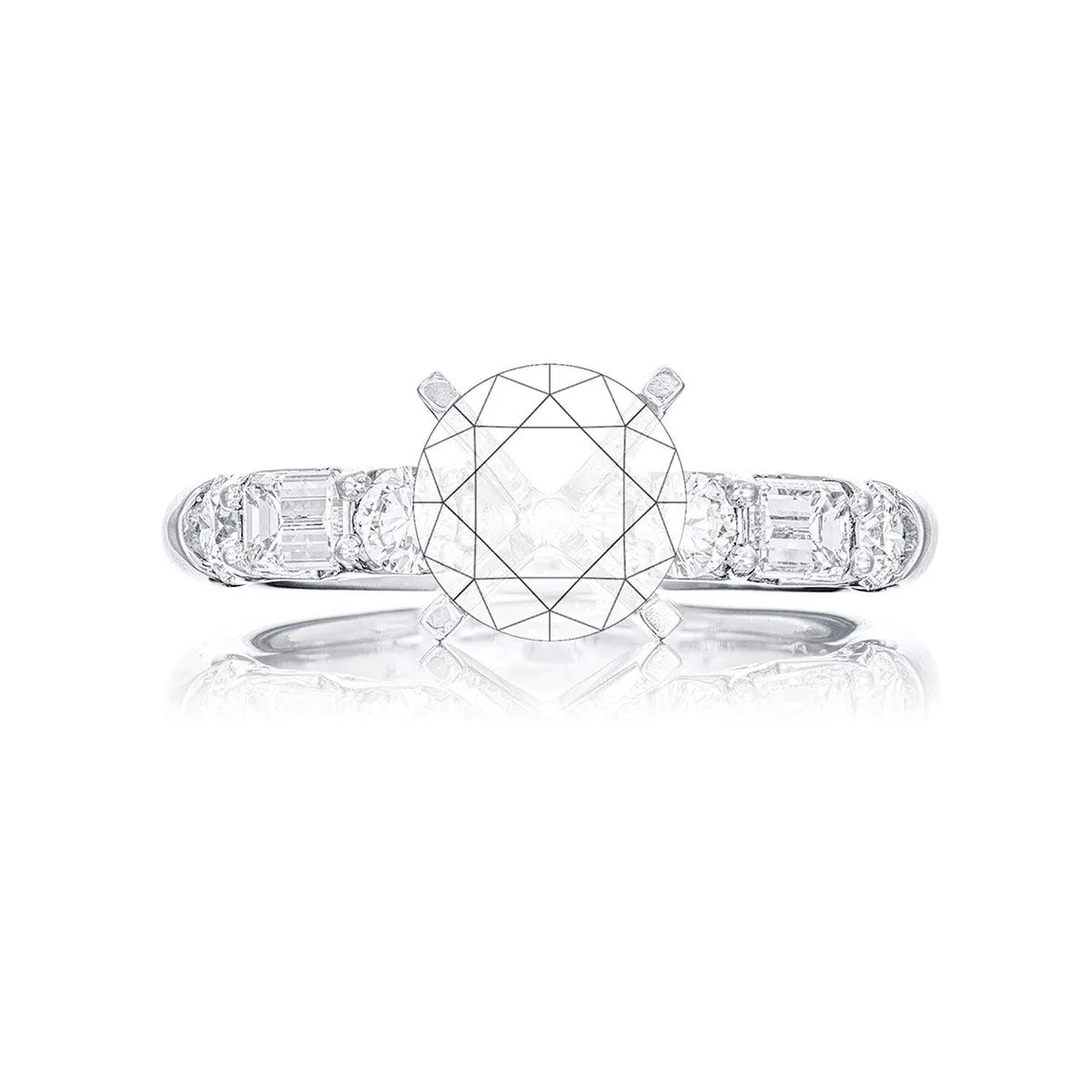 Emerald & Round Diamond Engagement Ring