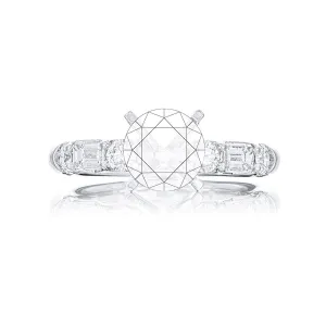 Emerald & Round Diamond Engagement Ring