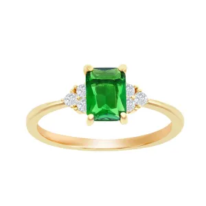 Emerald and CZ Trio Ring