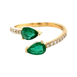 Emerald and Diamond bypass ring