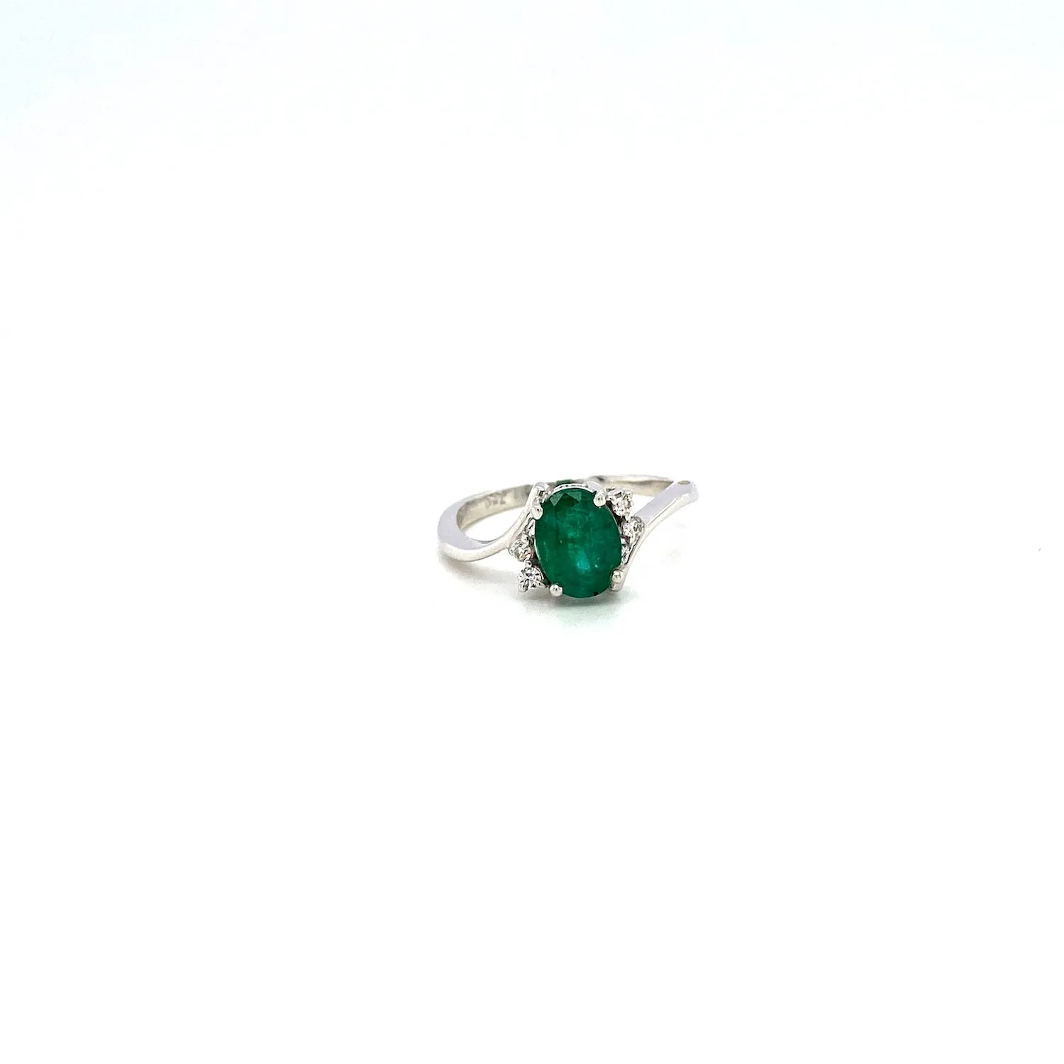 Emerald and Diamond Ring in 18K White Gold - KGR 13680