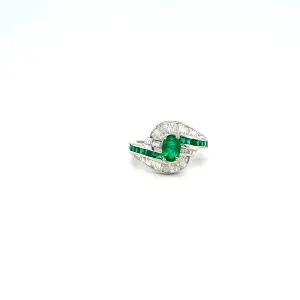 Emerald and Diamond Ring in 18K White Gold - KGR 14190