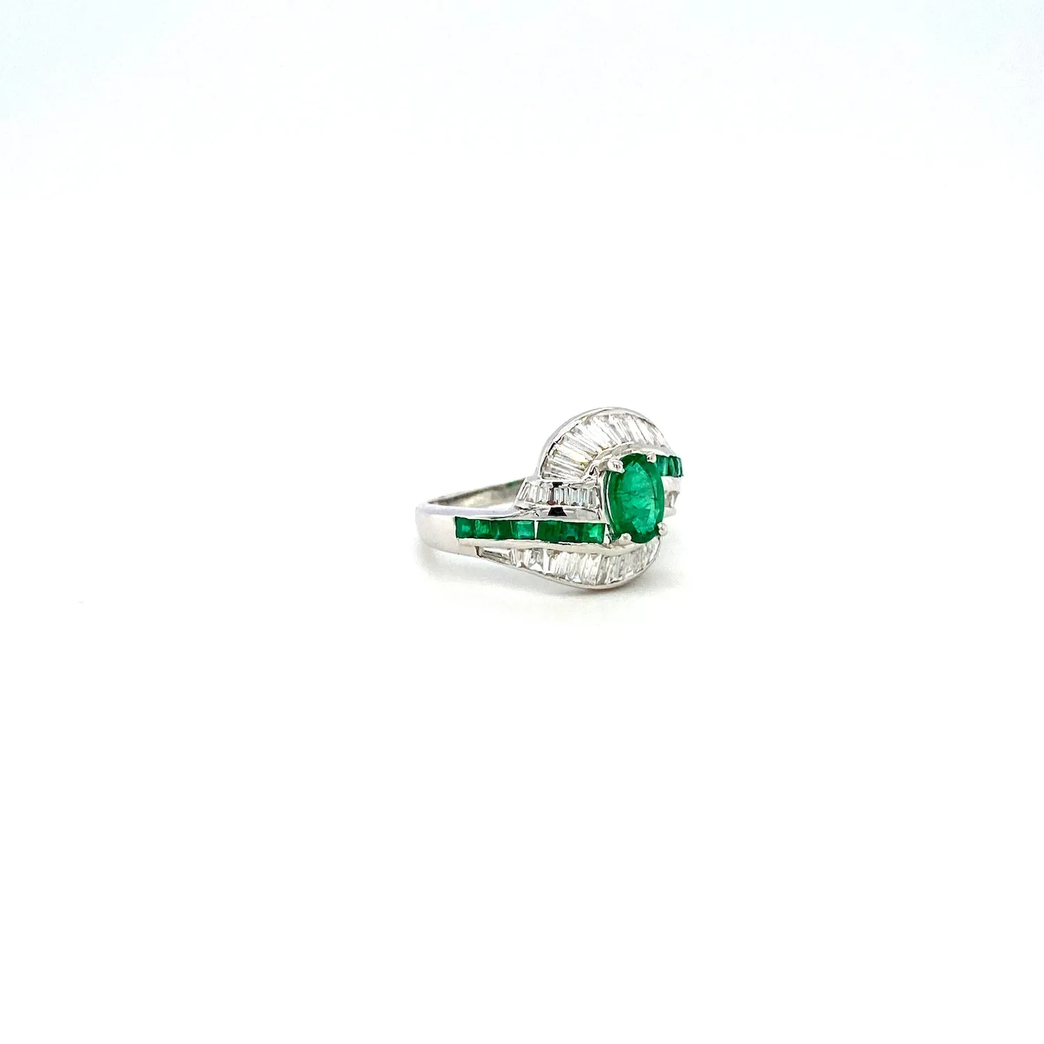 Emerald and Diamond Ring in 18K White Gold - KGR 14190