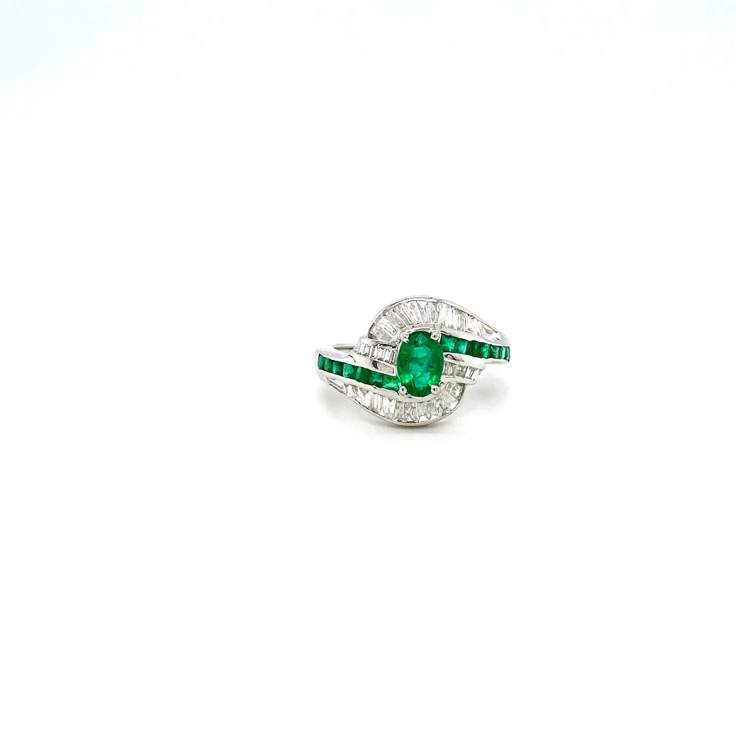 Emerald and Diamond Ring in 18K White Gold - KGR 14190