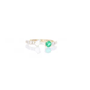Emerald and Diamond Two Stone Open Ring
