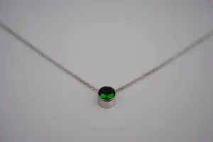 Emerald Bezel Setting Silver Pendant Necklace