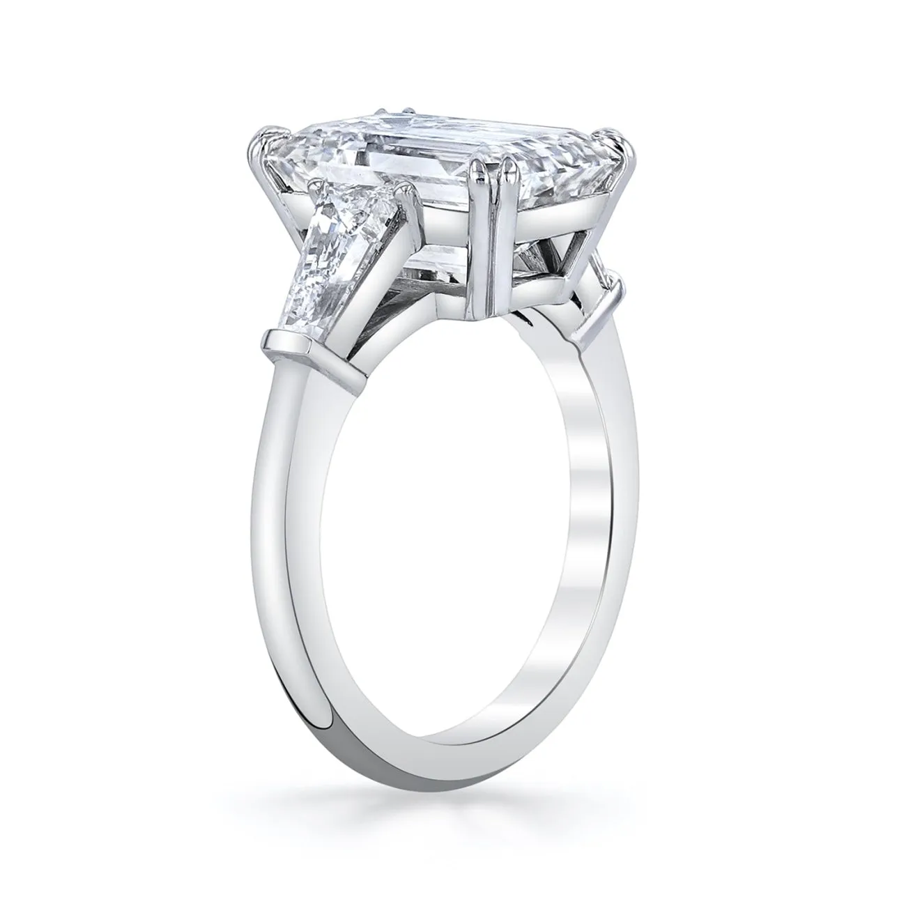 Emerald Cut 3.03 ct Platinum Three Stone Diamond Engagement Ring (Pre-Order)