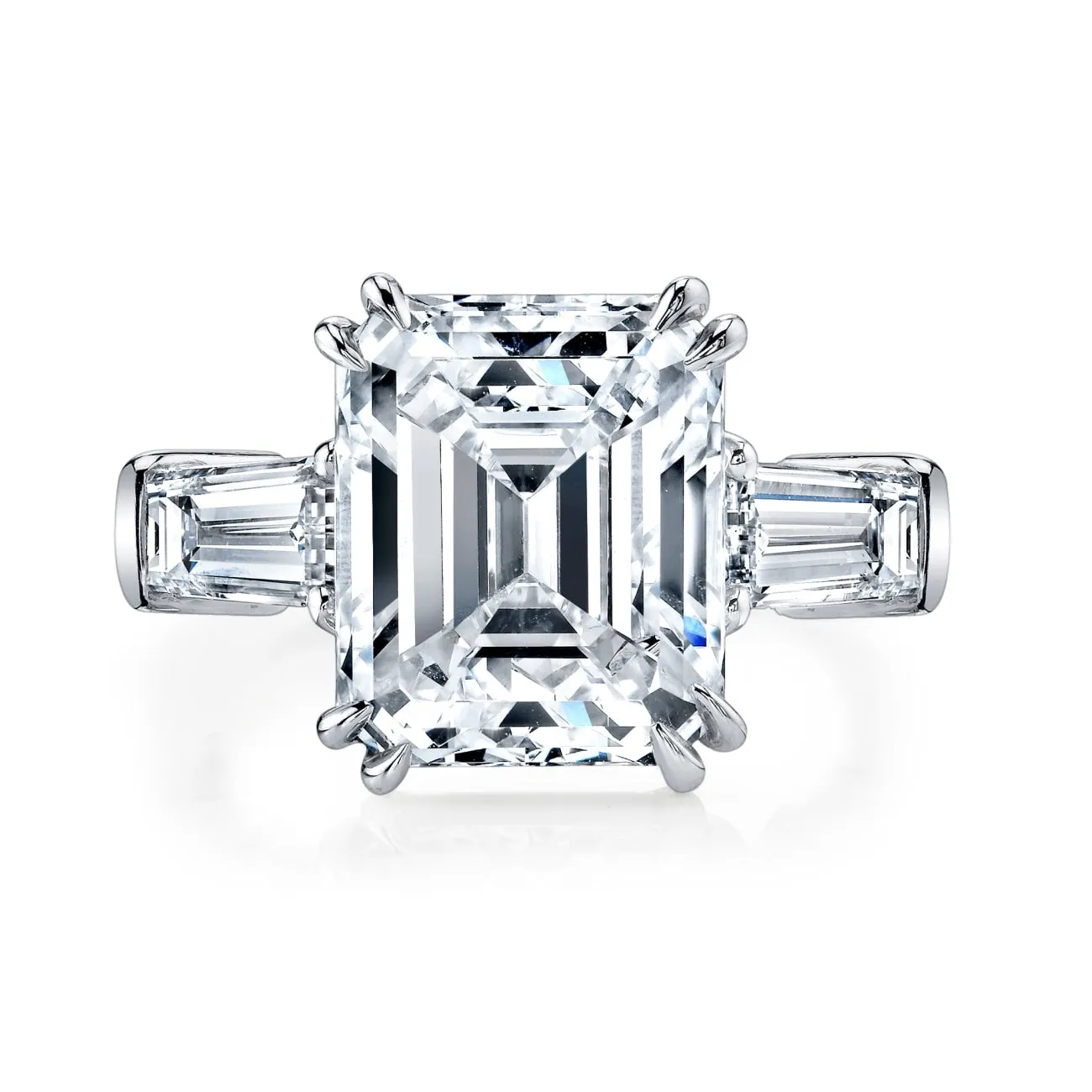 Emerald Cut 3.03 ct Platinum Three Stone Diamond Engagement Ring (Pre-Order)