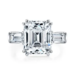 Emerald Cut 4.19 ct Platinum Three Stone Diamond Engagement Ring (Pre-Order)