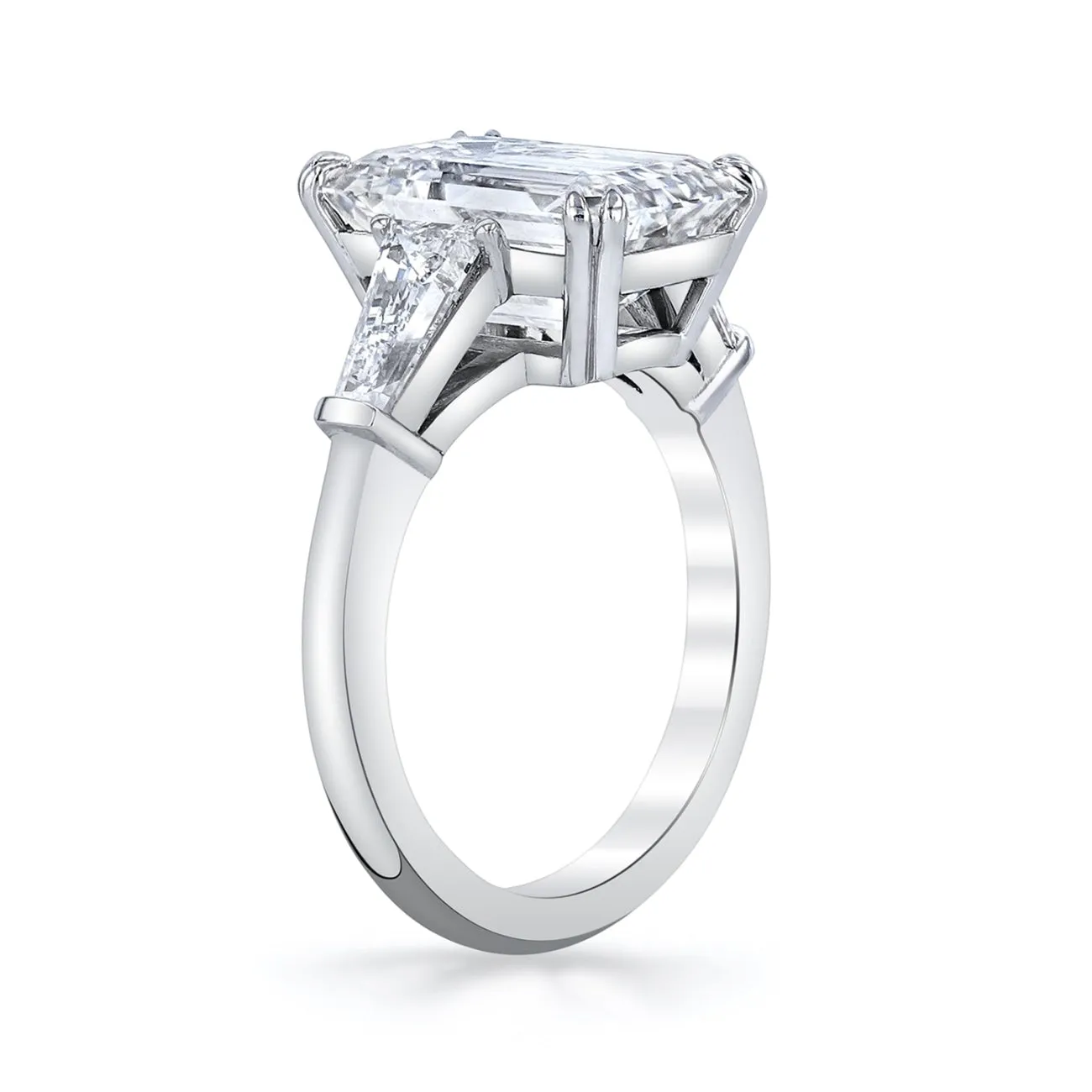 Emerald Cut 4.19 ct Platinum Three Stone Diamond Engagement Ring (Pre-Order)