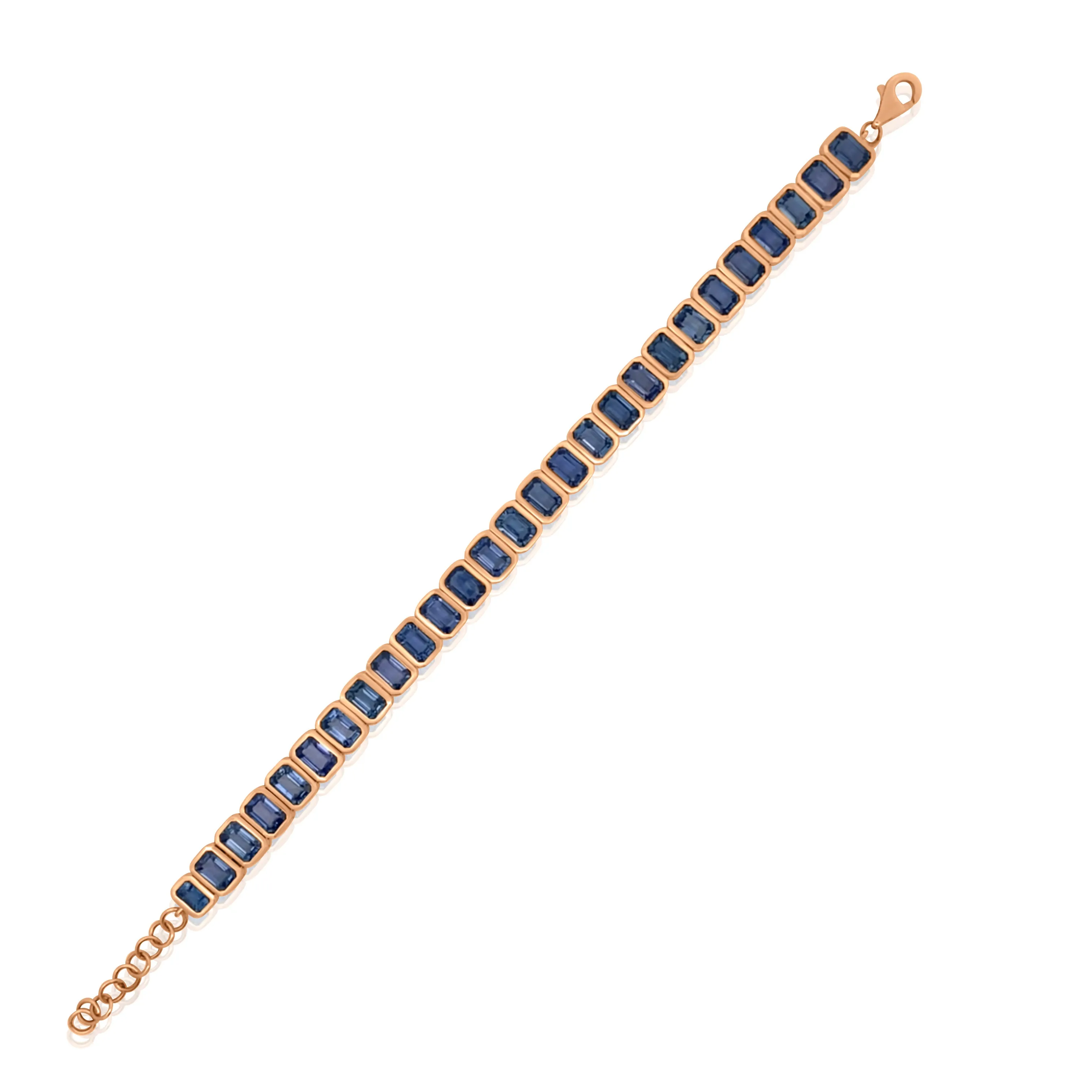 Emerald Cut Blue Sapphire Bezel Eternity Bracelet
