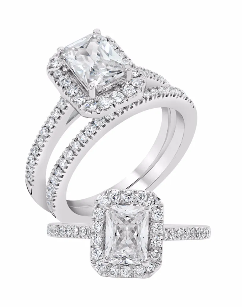 Emerald Cut Diamond Halo Ring