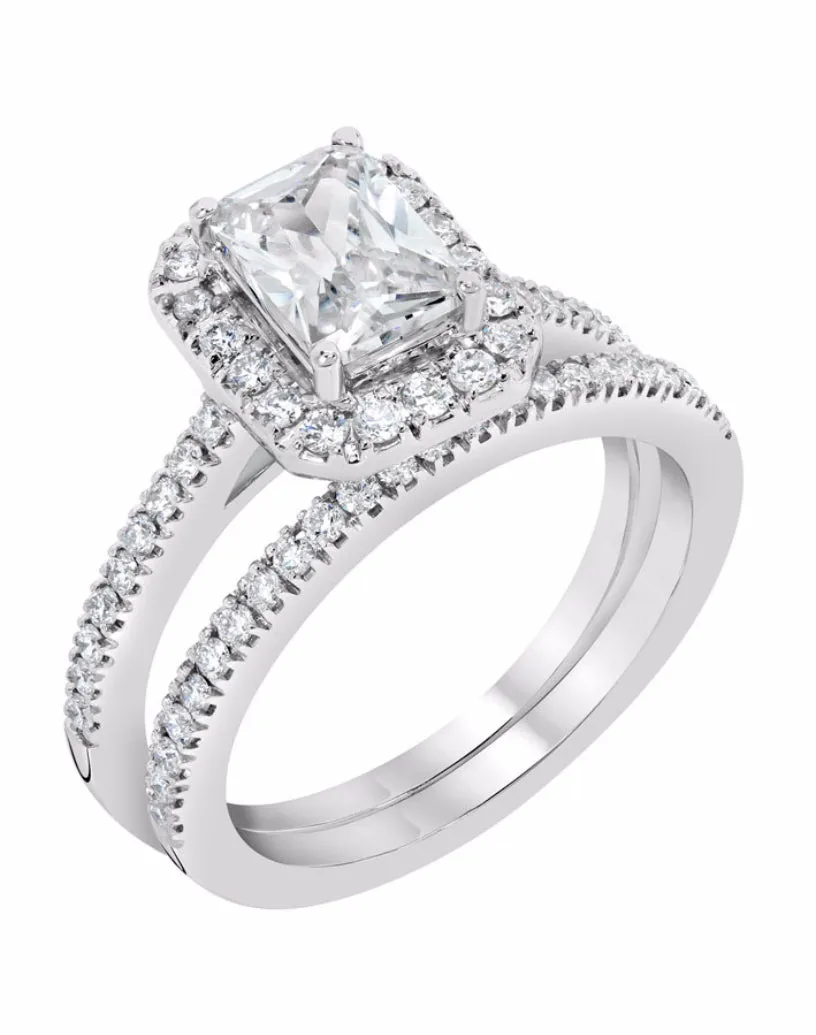 Emerald Cut Diamond Halo Ring
