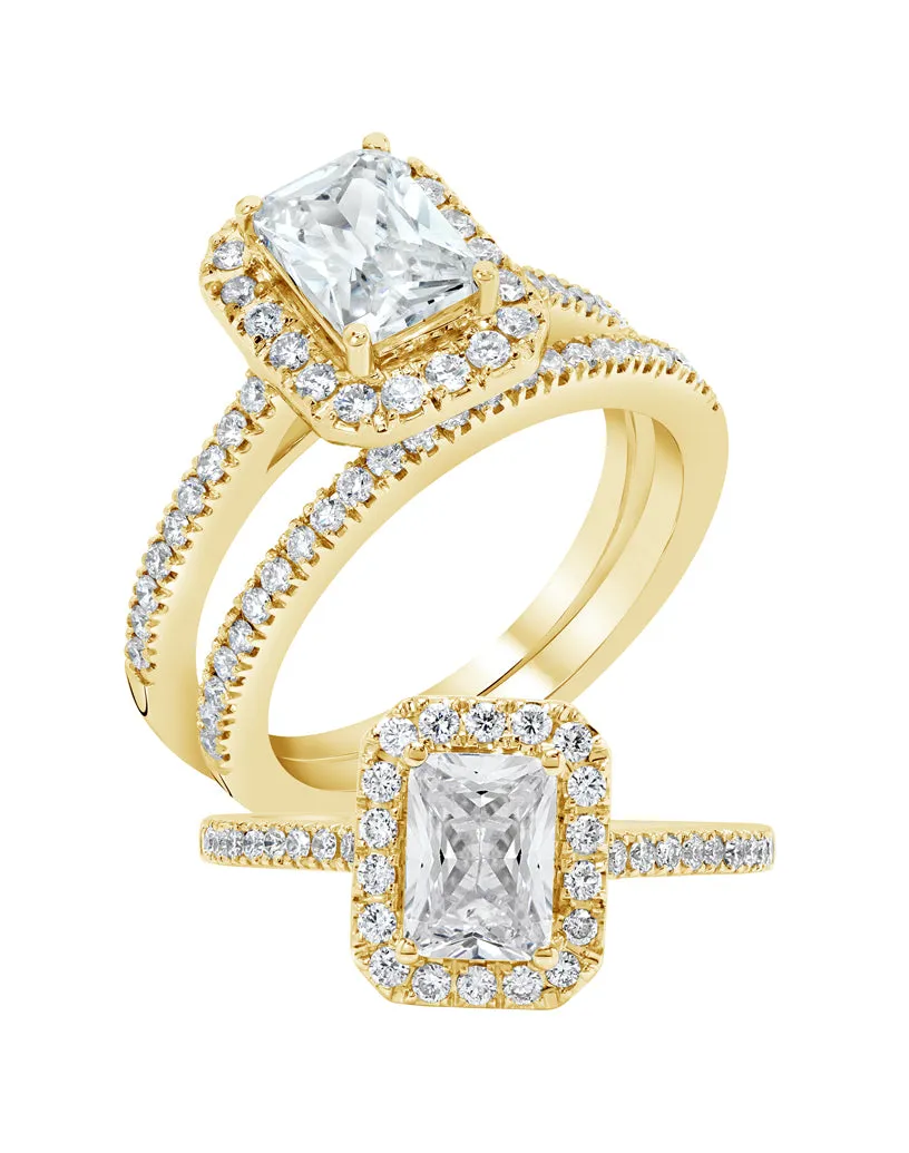 Emerald Cut Diamond Halo Ring