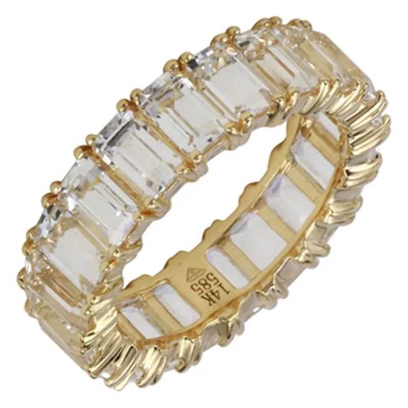 Emerald Cut White Topaz Band