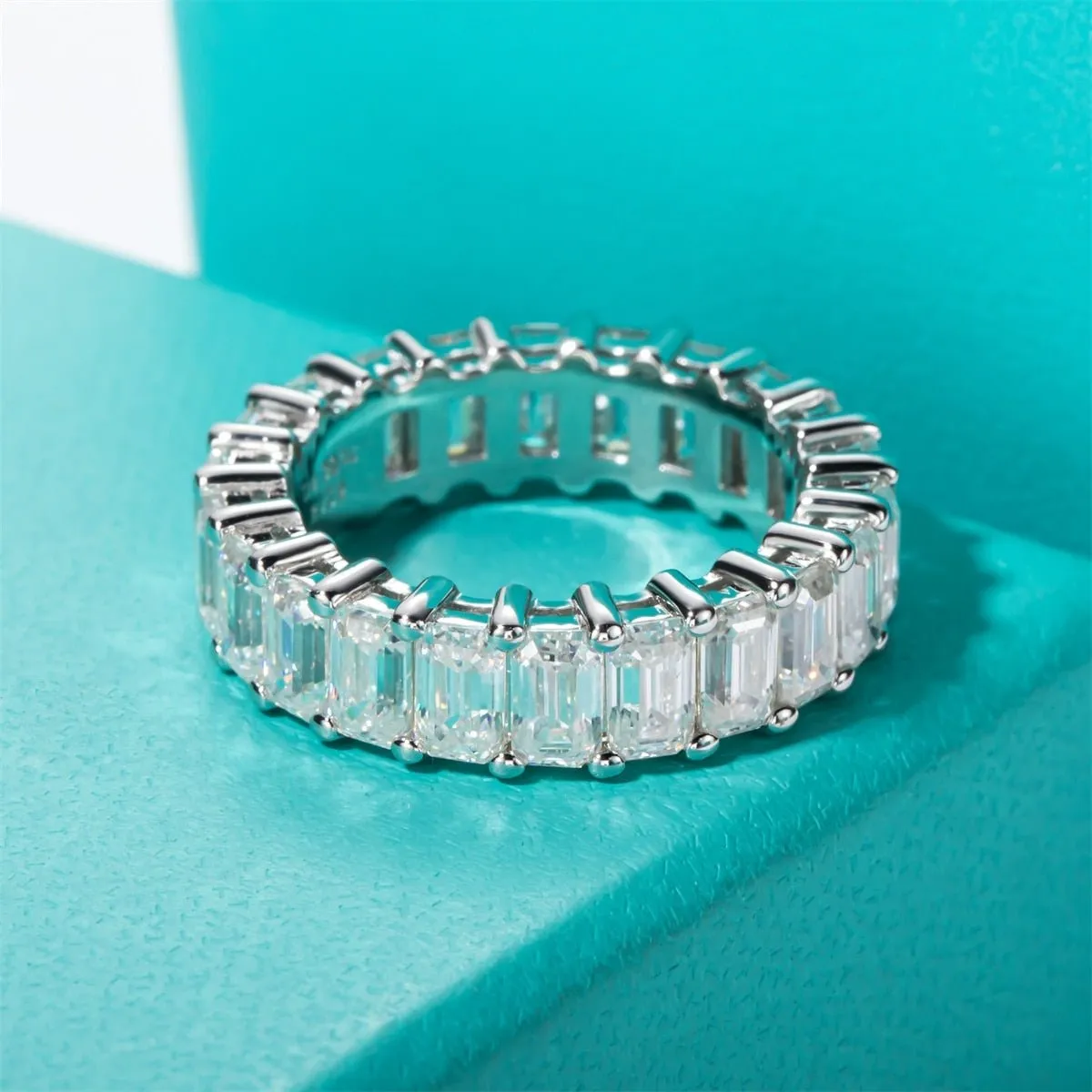 Emerald Diamond Eternity Band Ring